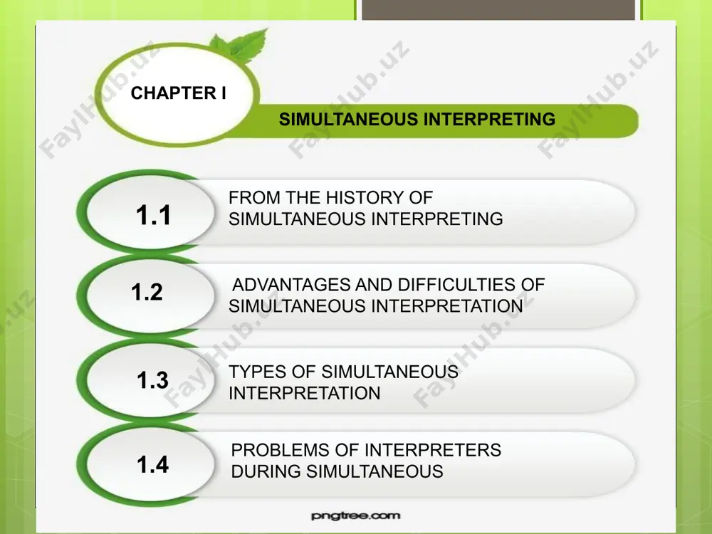 the appearance and development of linguistic translation theory, traced the development of translation activity, and in particular simultaneous translation, in the present time. we have revealed that the specificity of the development of interpreting skills is that they are created only as a result of the practical actions of students on the basis of the available language skills and theoretical knowledge, we pointed out the classification of interpreting skills required for successful interpretation, we characterized the training system for interpreters - synchronous interpreters. thanks for your attention image3.jpeg image4.png image5.png image6.png image7.png image8.png image9.png image10.png image11.png