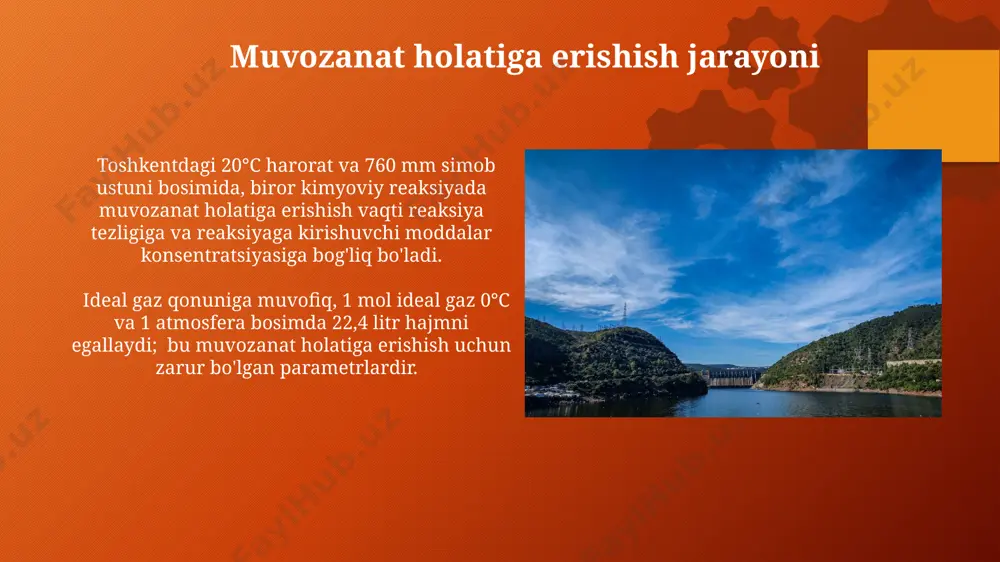 vodlarida ishlab chiqarilgan. qaytariluvchi jarayonlar 1 atmosfera bosim ostida 25°c haroratdagi suvning muvozanat holatini saqlaydi, bu jarayon sezilarli darajada entropiya o'zgarishini keltirib chiqarmaydi va o'z-o'zidan teskari yo'nalishda sodir bo'lishi mumkin. entropiya tushunchasi энергиянинг 273 келвин (0° цельсий) даги муз 1 килограммини сувга айлантириш учун сарфланган миқдори, энтропиянинг ўзгаришини ҳисоблашда муҳим аҳамиятга эга бўлиб, бу жараён термодинамиканинг иккинчи қонунига боғлиқ. энтропиянинг ўсиши, масалан, 100 грамм шакарнинг 20° цельсийдаги сувда эриши жараёнида кузатилиши мумкин, бу эса системанинг тартибсизлиги ошишини кўрсатади ва бундай ўзгаришлар лондон университетида ўрганилган. qaytariluvchi va qaytarilmas jarayonlarning amaliy ahamiyati irreversible jarayonlarning termodinamika qonunlarini qo'llash orqali, masalan, 2000 tonna sig'imli neftni qayta ishlash zavodlarida, energiya sarfini 15% ga kamaytirish mumkin, bu esa atrof-muhitga kamroq ta'sir ko'rsatadi. toshkentdagi kimyo zavodlarida 30% ga yaqin reaktsiyalar qaytarilmas xususiyatga ega bo'lib, ularning samaradorligini oshirish uchun katalizatorlar va optimal sharoitlarni tanlash muhimdir. qaytariluvchi va qaytarilmas jarayonlarning misollar qaytariluvchi jarayonlarning misoli sifatida 25°c da 1 atm …