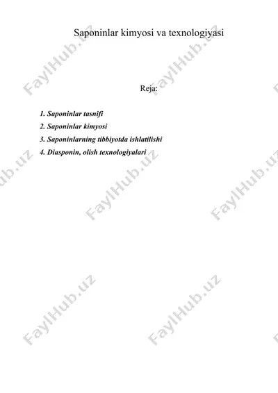 saponinlar kimyosi va texnologiyasi — DOC