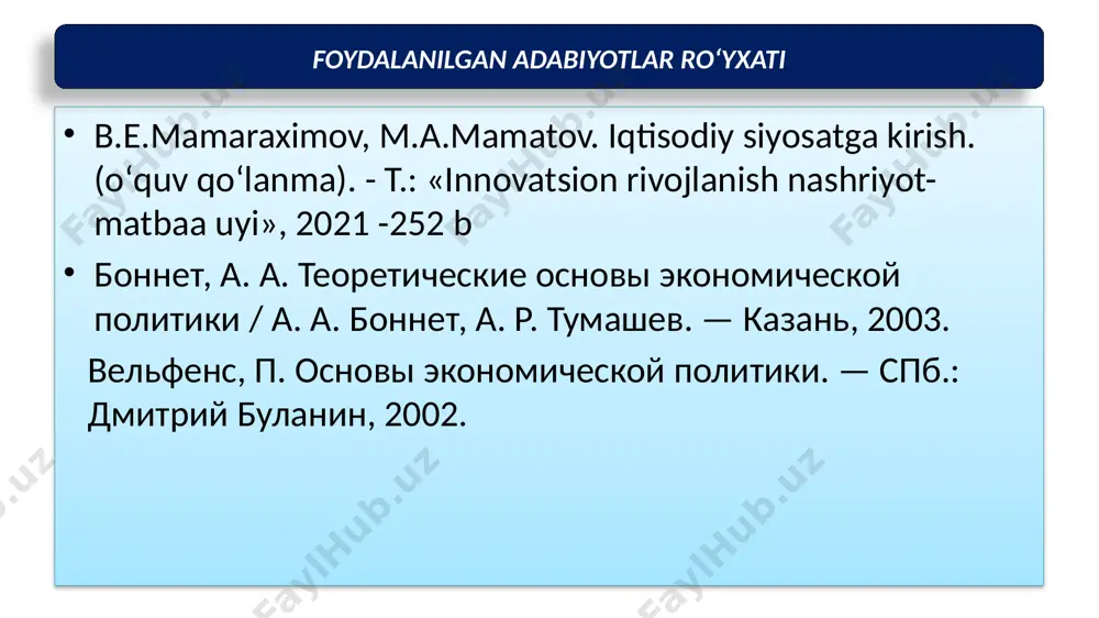 yaratish, ularni ijtimoiy ishlab chiqarishda ishtirok etishga rag‘batlantirish 4. barcha fuqarolarning ijtimoiy-iqtisodiy huquqlari himoya qilinishini ta’minlash, aholining kam ta’minlangan guruhlarini qo‘llab-quvvatlash 5. jamiyatda oqilona bandlikni ta’minlash 6. jamiyatda kriminallashtirish darajasini pasaytirish 7. ijtimoiy kompleks tarmoqlarini rivojlantirish 8. mamlakatning ekologik xavfsizligini ta’minlash 1 .davlatning ijtimoiy siyosati: maqsad va ustuvor yo‘nalishlar daromadlar sohasidagi siyosat jismoniy tarbiya va sportni rivojlantirish sohasidagi siyosat mehnat sohasidagi siyosat madaniyat sohasidagi siyosat aholini takror ishlab chiqarish sohasidagi siyosat sogʼliqni saqlash va taʼlim sohasidagi siyosat ijtimoiy siyosatning asosiy elementlari tarkibi ijtimoiy siyosat maqsadlarining davrlarga boʻlinishi 1 .davlatning ijtimoiy siyosati: maqsad va ustuvor yo‘nalishlar qisqa muddatli (joriy) maqsadlar jamiyatning dastlabki pozitsiyalariga qarab shakllanadi uzoq muddatli (istiqbolli) iqtisodiy o‘sish bilan ijtimoiy-iqtisodiy barqarorlikning maqbul kombinatsiyasini izlash bilan belgilanadi. davlatning ijtimoiy soha rivojiga ta’sir ko‘rsatish usullari: aholini ijtimoiy himoya qilishni huquqiy jihatdan ta’minlash, tegishli qonun va huquqiy hujjatlarni qabul qilish; ijtimoiy sohani (ta’lim, fan, tibbiyot va boshqalarni) moliyalashtirish uchun turli darajadagi budjetlardan …