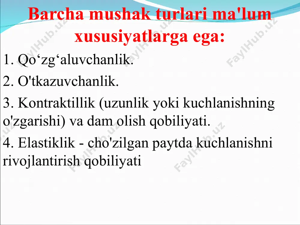 mushak to'qimalarining tasnifi, ularning fiziologik xususiyatlari. - Page 5