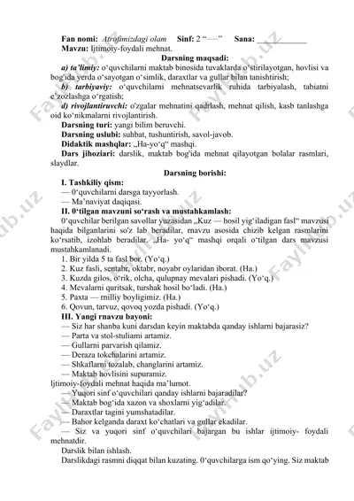 "atrofimizdagi olam" — DOCX
