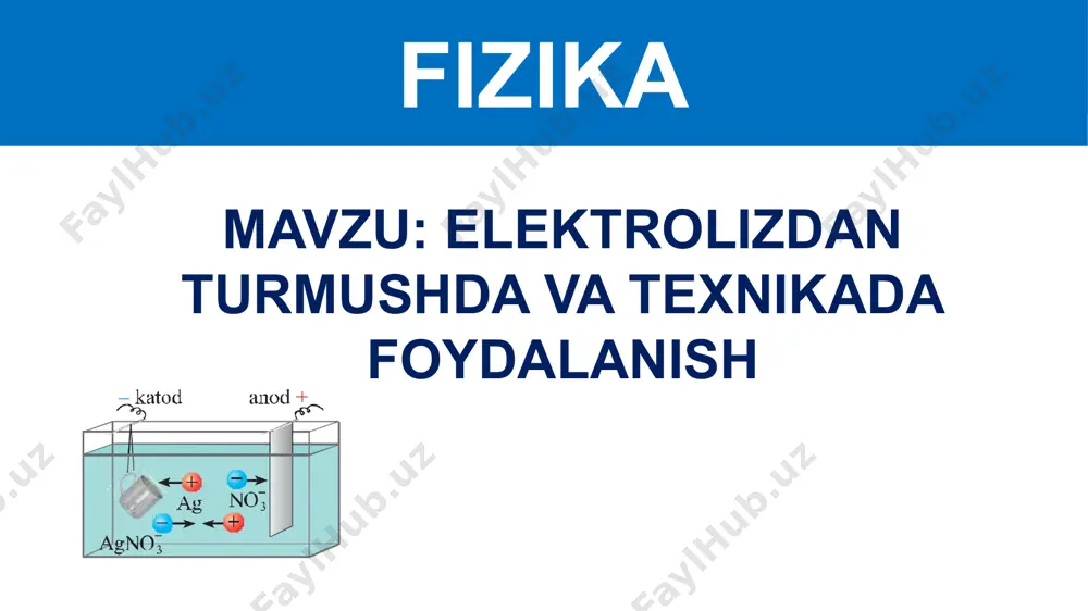 oliz yordamida ajratib olish mumkin? idish-buyumlar sirti qiyin oksidlanadigan metallar bilan qay tarzda qoplanadi? galvanostegiya deb qanday jarayonga aytiladi? galvanoplastika nima? u qanday maqsadlarda foydalaniladi? image1.png image2.jpeg image3.jpeg image4.png image5.png image6.png image4.jpeg image5.gif image7.png image8.png image9.png image10.jpeg image11.gif image12.png image13.png image14.png image15.jpeg image16.jpeg image17.jpeg /docprops/thumbnail.jpeg