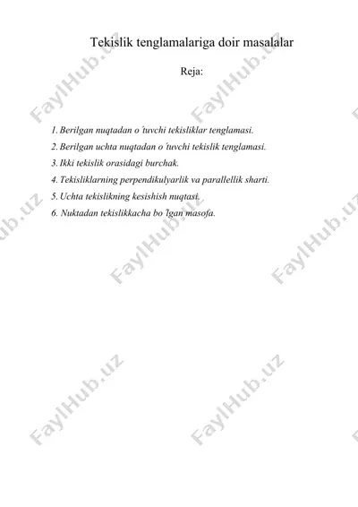 tеkislik tеnglamalariga doir masalalar — DOC