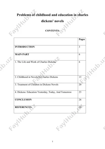 problems of childhood and education in charles dickens' novels — DOCX