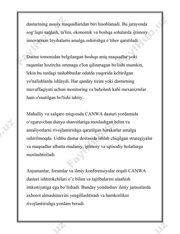 h tezligi internet bog'lanishingiz sifatiga, fayl hajmiga va server yukiga bog'liq. 3. **o'rnatish faylini ishga tushirish:** - yuklab olingan faylni ishga tushiring. bu odatda .exe yoki .dmg fayl bo'ladi. o'rnatish faylini ishga tushirganingizda, dastur o'rnatish jarayonini boshlaydi. - o'rnatish jarayonida dastur sizdan dastur joylashuvi yoki boshqa o'rnatish parametrlarini tanlashni so'rashi mumkin. 4. **litsenziya shartlarini qabul qilish:** - aksariyat dasturlar o'rnatish jarayonida litsenziya shartlarini qabul qilishni talab qiladi. litsenziya shartlarini o'qish va qabul qilish zarur. bu shartlar dasturdan qanday foydalanish mumkinligini belgilaydi. 5. **dastur o'rnatishni tugatish:** - o'rnatish tugagandan so'ng, dastur odatda avtomatik ravishda ishga tushiriladi yoki ushbu imkoniyatni taklif qiladi. ba'zi hollarda kompyuterni qayta ishga tushirish talab qilinishi mumkin. 6. **dasturga kirish va dastlabki sozlash:** - dasturni birinchi marta ochganda, sizdan foydalanuvchi hisob qaydnomasini yaratish yoki mavjud hisob qaydnomasiga kirish so'ralishi mumkin. - avval dasturiy ta'minotning tili va interfeys sozlamalarini o'rnating. bu dasturdan qulayroq foydalanish imkoniyatini beradi. 7. **yangilanishlarni tekshirish:** …