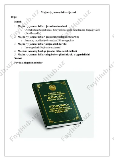 majburiy jamoat ishlari jazosi — DOCX