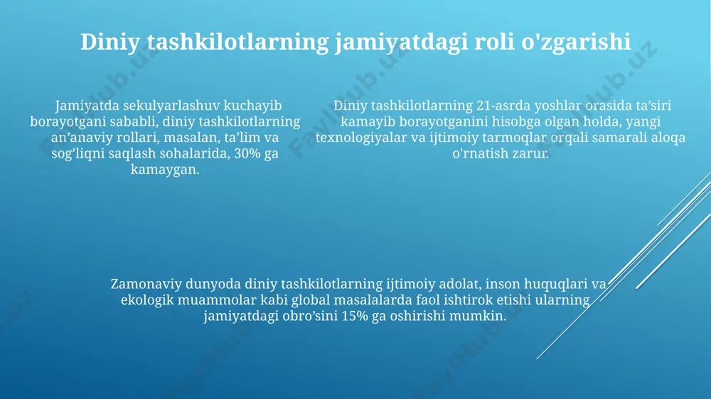 diniy tashkilotlarning zamonaviy dunyoviy meʼyorlarga moslashuvining ahamiyati - Page 5