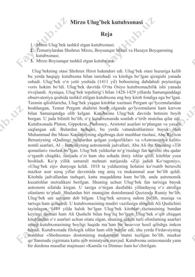 mirzo ulug’bek kutubxonasi — DOCX