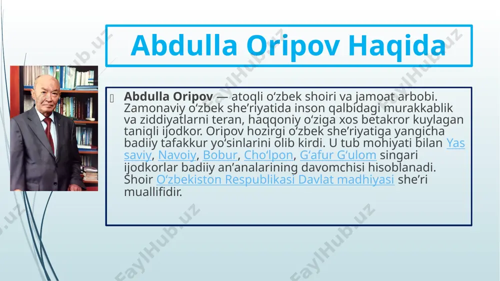 abdulla oripov haqida taqdimot - Page 3