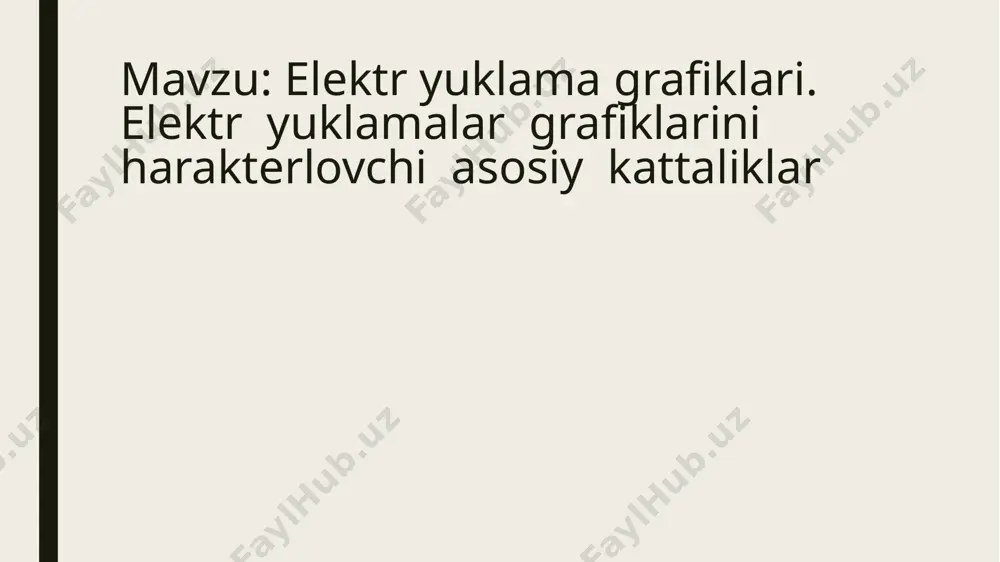 na elektr ta'minoti sxemasini amalga oshirishga va faol va quvvat sarfini aniqlashga imkon beradi. reaktiv energiya. forma koeffitsiyenti forma koeffitsiyenti yuklamaning effektiv(oʻrtacha kvadrat) qiymatini uning oʻrtacha qiymatiga nisbati bilan aniqlanadi. bu koʻrsatgich ayrim iste’molchi yoki guruh iste’molchilari uchun ma’lum vaqt oraligʻiga topiladi. forma koeffitsiyenti yuklama grafigining vaqt boʻyicha notekisligini koʻrsatadi. uning eng kichik qiymati, vaqt boʻyicha oʻzgarmaydigan yuklamada, birga teng boʻladi. yuklanish koeffitsiyenti. yuklanish koeffitsiyenti deb ma’lum vaqt davomida iste’molchining haqiqiy oʻrtacha quvvatini uning nominal quvvatiga nisbatini aytiladi. iste’molchining oʻrtacha haqiqiy yuklamasi poʻr.u deganda, uning faqat ulangan vaqtga toʻgʻri keladigan oʻrtacha yuklama tushuniladi. rasmda koʻrsatilgan grafikda ulanish vaqti tu=t1+t2 +.........+t10, boʻlib, yuklanish koeffitsiyenti iste’molchining ulangan vaqtdagi ishlatilish (foydalanish) darajasini koʻrsatadi. yuklama grafigining vaqt bo‘yicha notekisligi aktiv energiya o'lchov asbobi bo'yicha yuklama grafigi iste’molchilarning kunlik yuklama grafiklari amaldagi yuklama grafigi ko ‘rsatkichlarini vaqt bo’yicha o‘zgarishini hisobga olib qayd qiluvchi asboblar yordamida olinishi mumkin. lste’moichilarning kelajakdagi yuklama grafigi loyihalash jarayonida aniqlanadi. uni …