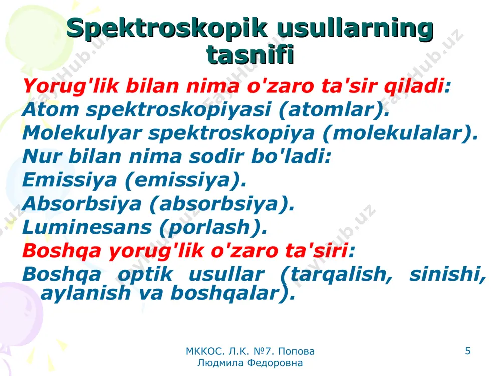 spektroskopik usul mohiyati - Page 5