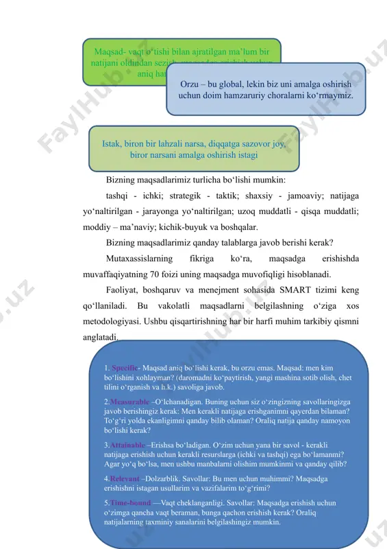 “makonni isitadi”. maqsad yuqori kuchlanishli liniya, maqsad orzu energiyasini uzoq masofalar va vaqt oralig‘ida uzatishdir. busiz orzuning energiyasi shunchaki tarqaladi. va reja - bu transformator podstansiyasi bo‘lib, u resurslarni taqsimlashga xizmat qiladi: vaqt, motivatsiya, ko‘nikmalar individual loyihalar uchun va qancha kilovattni qayerga va qachon yuborish kerakligini aniqlaydi. maqsad orzu ekanligi aniq bo‘ldi. agar orzu - bu diqqatga sazovor hissiy va motivatsion energiya bilan to‘ldirilgan chiroyli rasm bo‘lsa, unda maqsad bir xil rasm, ammo qaysi yillarda va oylarda pul, kvadrat metr, tashqi va ichki manbalar paydo bo‘lishini anglatadi. va esda tuting. orzu, maqsadlar va rejalar moslashuvchan bo‘lishi kerakligini unutmang, agar kerak bo‘lsa, ularga tuzatish kiriting. o‘zbekistonning yosh iste'dodi va g‘ururi, haqli ravishda hayot maqsadlariga erishishda pianinochi behzod abduraimovni namuna qilish mumkin. dunyoga mashhur pianist bexzod abduraimov 1990 yilda toshkent shahrida tug‘ilgan. u 5 yoshidan boshlab pianino chalishni o‘rganishni boshladi, u qat’iyatlilikni va xohlagan narsaga o‘rganishni va erishish istagini namoyish etdi. yosh …