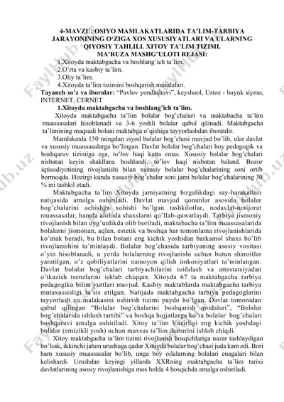 xitoyda maktabgacha va boshlang'ich ta'lim — DOCX