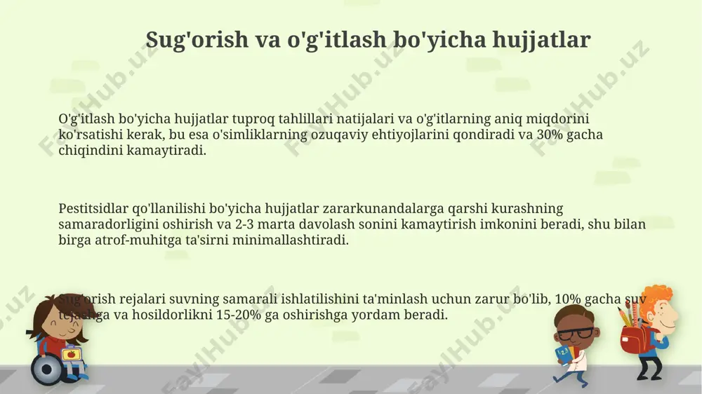 sobotlarini to'g'ri tuzishga yordam beradi. dehqonchilik hujjatlarining ahamiyati to'g'ri yuritiladigan hujjatlar, 5 yillik davr mobaynida fermer xo'jaligining iqtisodiy samaradorligini tahlil qilish va kelajakdagi rejalashtirish uchun muhim ma'lumotlar bazasini yaratadi. hujjatlarning aniqligi va to'liqligi, soliq organlari bilan muammolarni oldini olish va kredit olish imkoniyatlarini oshirish (masalan, 30% ga) kafolatlaydi. dehqonchilik hujjatlari, hosilni hisobga olish va subsidiya olish uchun zarur bo'lgan dalillarni taqdim etadi, bu esa fermer xo'jaliklarining daromadini 15-20% ga oshirishga yordam beradi. kredit va subsidiyalar bo'yicha hujjatlar subsidiya olish uchun hujjatlar to'plami kamida 5 ta hujjatni o'z ichiga oladi, jumladan, xo'jalik faoliyati to'g'risidagi ma'lumotnoma va yer maydoni sertifikatini. kredit olish uchun ariza berishda, 3 yildan ortiq davrni qamrab oluvchi moliyaviy hisobotlar va soliq deklaratsiyalari taqdim etilishi majburiy hisoblanadi. kamida 100 gektar maydonga ega fermer xo'jaliklari, kredit yoki subsidiya olish uchun qo'shimcha ravishda, ishlab chiqarish rejasini va biznes-rejasini taqdim etishlari kerak. ekin ekish va yig'im-terim hujjatlari ekin ekish va yig'im-terim hujjatlari, …