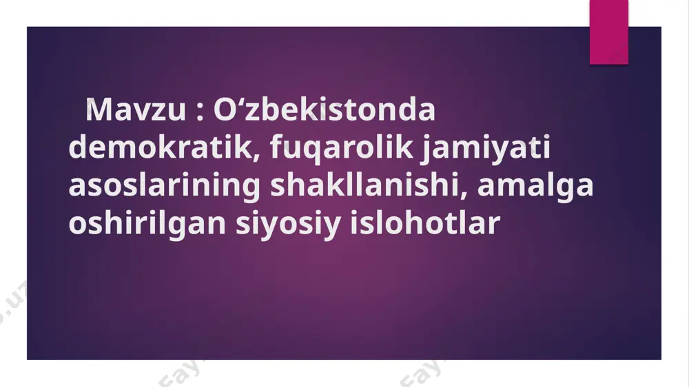 gini anglatadi. insoniyatning keyingi asrlardagi taraqqiyoti zamirida to‘plangan ilmiy nazariy talqinlar asosida fuqarolik jamiyati deganda, birinchi navbatda, davlatdan xoli bo‘lgan mulkiy, bozor tartiblari, oilaviy, axloqiy-ma’naviy munosabatlar sohasi tushuniladigan bo‘ldi. shu ma’noda, ma’rifiy, xususiy, g‘ayrirasmiy, nosiyosiy hayot sohasi majmui tarzida talqin etiladigan fuqarolik jamiyati tovar ishlab chiqaruvchilar va iste’molchilarning davlat nazorat qilmaydigan manfaatlarini amalga oshirish olami sifatida ta’riflanadi. masalan, gegelning ta’biriga ko‘ra, fuqarolik jamiyati–bu eng avvalo, xususiy mulkka asoslangan manfaat (ehtiyoj) lar tizimi, shuningdek din, oila, tabaqalar, davlat tuzumi, huquq, axloq, burch, madaniyat, ta’lim, qonunlar va sub’ekt (inson) larning ulardan kelib chiquvchi o‘zaro uzviy yuridik aloqalari majmuidir. insonlar tabiiy, «nomadaniy» holatdan «fuqarolik jamiyatiga o‘tishlari lozim, zero aynan shu jamiyatda huquqiy munosabatlar asl voqelikka aylanadi»2. fuqarolik jamiyatidagi o‘zini o‘zi boshqarishning asosiy mexanizm (murvat) lari:–erkin bozor (iqtisodiy mexanizm); siyosiy erkinlik va demokratiya (siyosiy mexanizm); ma’naviy-axloqiy soha (ma’naviy-ruhiy mexanizm; jamiyatdagi nizolarni odil sudlov vositasida hal etish (sud-huquqiy mexanizm)dan iborat bo‘lib, ularda jamiyat a’zolarining rasman …