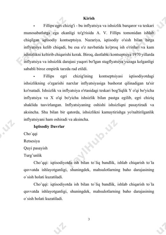 qaror rivojlanishi oqibatida, iqtisodiy pasayish davrida ishlab chiqarish resurslari to`liq foydalanilmay qoladi. yaimni yaratishda qatnashadigan iqtisodiy resurslarning eng asosiylaridan biri bo`lgan mehnat resurslaridan to`liq foydalanilmaslik ishsizlikka sabab bo’ladi mehnat bozorida boshqa resurslar bozori singari talab va taklif qonuni amal qiladi. ishchi kuchining bahosi hisoblangan real ish haqi hajmi oshsa ishchi kuchiga bo`lgan talab qisqaradi, agar real ish haqi hajmi kamaysa ishchi kuchiga bo`lgan talab ortadi, ishchi kuchi taklifi esa kamayadi. ishchi kuchiga bo`lgan talab miqdorining ishchi kuchi taklifi miqdoridan kam bo`lishi ishsizlikni keltirib chiqaradi. ishsizlar – bu, ishchi kuchining bir qismi bo`lib, ijtimoiy ishlab chiqarishda band bo`lmagan, lekin ishlashni xohlovchi va faol ish qidirayotgan aholidir. · ishsizlar – bu, ishchi kuchining bir qismi bo`lib, ijtimoiy ishlab chiqarishda band bo`lmagan, lekin ishlashni xohlovchi va faol ish qidirayotgan aholidir. · ishsizlik darajasi deb ishsizlarni ishchi kuchi soniga nisbatiga (% hisobida) aytiladi va uni quyidagi formula bilan aniqlash mumkin: · ishsizlik darajasi =(ishsizlar …