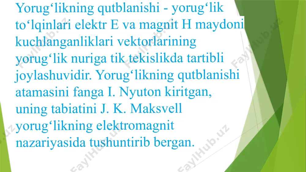 "optika fanidan yorug’likning qutblanishi" - Page 5