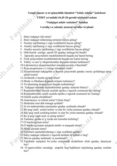 ilmiy tadqiqotlar nazorati — DOCX