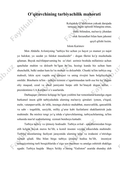 tezis pedagogik mahorat — DOC
