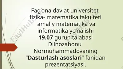 dasturlashasoslari prezentatsiyasi — PPTX