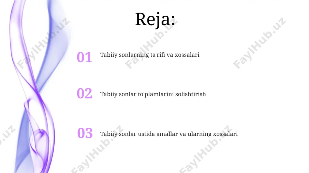 nlaydi va butun dunyo bo'ylab ishlatiladigan xavfsizlik protokollari uchun asos bo'ladi. qo'shish amali qo'shish amali ikki yoki undan ortiq natural sonlarni birlashtirish orqali yangi son hosil qilish jarayonidir. masalan, 5 va 3 sonlarini qo'shganda, natija 8 soniga teng bo'ladi, bu samarqanddagi 8 ta o'quvchining soniga o'xshash bo'lishi mumkin. assotsiativlik xususiyati qo'shish amali uchun amal qiladi, ya'ni uch yoki undan ortiq sonlarni qo'shganda, ularning guruhlanishi natijaga ta'sir qilmaydi oddiy va murakkab sonlarni taqqoslash oddiy sonlarning taqsimlanishi matematikada katta ahamiyatga ega bo'lib, ularning soni cheksiz ekanligi qadimgi yunoniston matematiklar tomonidan isbotlangan, murakkab sonlar esa oddiy sonlarning ko'paytmasi sifatida ifodalanadi. oddiy sonlar, masalan, 7 yoki 13 kabi, faqat 1 va o'ziga bo'linadi, murakkab sonlar esa, 4 yoki 15 kabi, 1 va o'zidan boshqa bo'luvchilarga ega bo'ladi. bu farq asosiy arifmetikada muhim rol o'ynaydi. bo'lish amali boʻlish amali natijasi butun son boʻlmasligi mumkin; masalan, 7 ni 2 ga boʻlganda 3.5 natijasi hosil boʻladi. bunday …