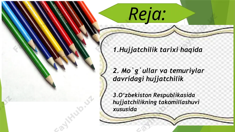 ibor qaratilgan. ularning bu an’analari keying asrlarda buxoro, qo’qon, xiva xonliklari tomonidan takomillashtirilib, rivojlantira borildi. 1928-yilda “davlat idoralarini o‘zbekchalashtirish” o‘zbekiston respublikasida idora, korxona va tashkilotlari ishchi xodimlarini o‘zbek tiliga majburiy o‘rgatish to‘g‘risida” 1929-yil 1-oktabrdan boshlab: o‘zbek tilini bilmaydigan xodimlarni ishga olmaslik o‘zbek tilini mensimagan yoki unga nisbatan g‘ayrli munosabatda bo‘ladiganlarni o‘zbek tilini biladigan xodimlar bilan almashtirish huquqi berilgan 1989-yil 21-oktabrda o‘zbek tiliga davlat tili maqomi berilgan va bu orqali davlatchilikka oid hujjatlar o‘zbek tilida yuritilishi qat’iy belgilab qo‘yildi 4—modda o‘zbekiston respublikasining davlat tili o‘zbek tilidir. o‘zbekiston respublikasi konstitutsiyasi davlat tili — muayyan mamlakatda qonun chiqarish, ijroiya va sud hokimiyatlarida ish yuritish uchun rasmiy belgilangan til. odatda, koʻp millatli mamlakatlarda, mas, hindiston, kanada, shveysariyada qaysi til yoki tillar rasmiy ekanligi konstitutsiyalarida belgilab qoʻyilgan. davlatlarning koʻpchiligida rasmiy til bilan davlat tili aynan bir xildir. faqat ayrim mamlakatlardagina rasmiy til davlat tili maqomidan farqlanadi. mas, shveysariyada konstitutsiyaga binoan nemis, fransuz, italyan tillari — …