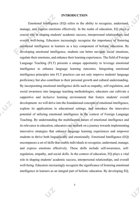 methodologies. by creating a supportive and inclusive learning environment that nurtures students' emotional development, educators can enhance language learning experiences and empower students to thrive both linguistically and emotionally. we will delve into the foundational concepts of emotional intelligence, including the four components: self-awareness, self-regulation, social awareness, and relationship management. understanding these concepts is crucial for implementing innovative strategies in flt that promote students' emotional growth alongside their language proficiency. by recognizing the multifaceted nature of emotional intelligence and its relevance in education, educators can embark on a journey towards implementing innovative strategies in flt. by fostering students' emotional intelligence alongside their language skills, educators can create a learning environment that supports students' overall development and prepares them for success in an increasingly interconnected and diverse world. understanding eq's core components—self-awareness, self-regulation, social awareness, and relationship management—is essential for implementing innovative flt strategies. recognizing eq's importance in education, educators can …