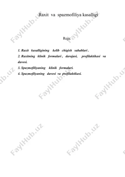 raxit va spazmofiliya kasalligi — DOC