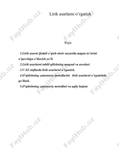lirikаsаrlаrni o’rgаtish — DOC