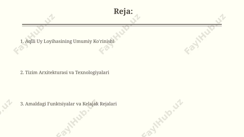 tilni, shu jumladan, o'zbek va rus tillarini qo'llab-quvvatlaydi va android 11 va ios 15 operatsion tizimlari bilan mukammal mos keladi. qo'shimcha ravishda, foydalanuvchi interfeysi toshkent shahridagi serverlar orqali bulut xizmatiga ulanadi va real vaqtda ma'lumotlarni 10 soniyada yangilaydi, bu esa foydalanuvchilarga uy sharoitini samarali boshqarish imkonini beradi. qulaylik va avtomatlashtirish тошкентдаги 50 дан ортиқ ақлли уйларда "qulaylik va avtomatlashtirish" тизими орқали энергия тежовчи технологиялар 20% гача самарадорликни оширди. самарқанддаги янги турар жой мажмуасидаги 100 та квартирада ўрнатилган "qulaylik va avtomatlashtirish" платформаси фойдаланувчиларнинг 85% дан ортиғида қониқиш даражасини оширди. tizim arxitekturasi tizim arxitekturaсининг 2.4 ghz ва 5 ghz частотали иккита wi-fi тармоғидан фойдаланиш имконияти, 100 дан ортиқ интеллектуал қурилмаларни бошқаришга имкон беради ва бу samsung smartthings платформаси билан мукаммал интеграция қилинган. тошкент шаҳридаги 50 та уйда синовдан ўтказилган tizim arxitekturasi, ўртача 30% га энергия тежовчи самарадорлик кўрсаткичига эришди ва 2024 йилгача 1000 та уйга татбиқ этилиши режалаштирилган. enerji samaradorligi фарғона водийсидаги …