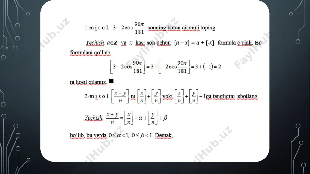 sonli funksiyalar. natural son bo’luvchilari soni va yig’indisi - Page 2