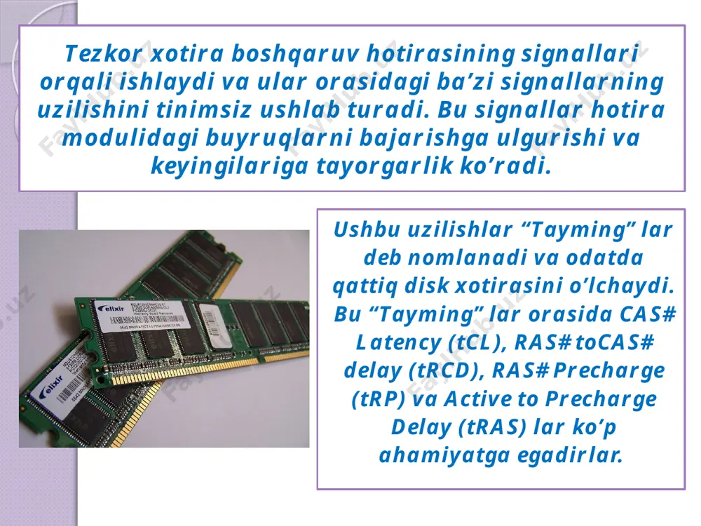 ligini bildiradi, sistema blokidagi elektromagnit to’sqiliklarini bir muncha kamaytirib beradi; 0.25 %, 0.5 % – protsessordagi modulni ushlab turadi (bios ning ba’zi bir versiyalarida beriladi); spread spectrum zamonaviy kompyuterlarni katta chastotalarda ishlash jarayonida kutilmaganda elektromagnit nurlar hosil bo’ladi va bu ko’pincha elektr qurilmalarga halaqit berishi mumkin. impulsaning kattaligini davolash uchun impulsaning modulli taktini aralashtirish lozim va davolashdan so’ng bir me’yorda ishlaydi. ular quyidagicha bo’lishi mumkin: intel core 2 protsessorini kiritish. intel core 2 protsessori intel firmasidagi boshqa barcha protsessorlardan ancha omadli, talomillashgan bo’lib, chidamliligi bilan, qizib ketmasligi bilan ancha farq qiladi. 2006-yildan boshlab intel firmasi protsessorlarni turlicha nomlardagi yangi turlarini ishlab chiqdi. masalan, core 2 duo, core 2 quad, pentium dual core va hattoki celeron nomli mikro protsessorlarni ishlab chiqdi. core 2 mikro protsessorini ishlatish uchun fsb chastotasini oshirish lozim bo’ladi, uning shtatli ahamiyati quyidagicha: 200, 266, 333 или 400 мhz. fsb chastotasining aniq ahamiyatini sizning protsessoringizdan bilib olishingiz mumkin, …