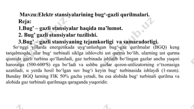 elektrstansiyalarining bug‘-gazli qurilmalari — PPTX