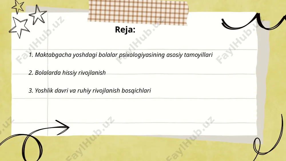 h jarayonlari bilan ajralib turadi. bu davr odatda 12 yoshdan 18-19 yoshgacha davom etadi. yoshlar jismoniy va aqliy yetilish, mustaqil fikrlash qobiliyatini rivojlantirish jarayonini boshdan kechiradilar. bu bosqichda shaxsiyet, ijtimoiy rol, qiziqishlar va qadr-qimmat shakllanadi. ruhiy rivojlanish bosqichlari o'smirlik (12-15 yosh), yoshlik (15-18 yosh) va voyaga yetish (18-20 yosh) deb ajratiladi. har bosqichda muloqot, o'zini anglash va emotsional muvozanat rivojlanadi, bu esa kelajakdagi ijtimoiy hayot uchun asos yaratadi. ... t.me/slaydai_bot 4. ijtimoiy ko'nikmalar va bolalar ijtimoiy ko'nikmalar bolalarning hayotida muhim rol o'ynaydi. o'zbekiston respublikasi ta'lim vazirligining tadqiqotlari bo‘yicha 2022-yilda 58% bolalar ijtimoiy ko'nikmalar rivojlanishida muammolarga duch kelgan. 5-6 yoshli bolalar orasida esa bu ko'rsatkich 40% ga teng edi. ta'lim ekspertlari tomonidan olib borilgan ishlar natijasida, ijtimoiy ko'nikmalarni rivojlantirish uchun 70% maktablarda maxsus dasturlar joriy etilgan. shu dasturlar tufayli 2023-yilda ijtimoiy ko'nikmalar bilan bog‘liq muammolar 15% ga kamaygan. shu bilan birga, jamoaviy o‘yinlar va guruh mashg‘ulotlari yordamida bolalarning 85% i o‘zaro …