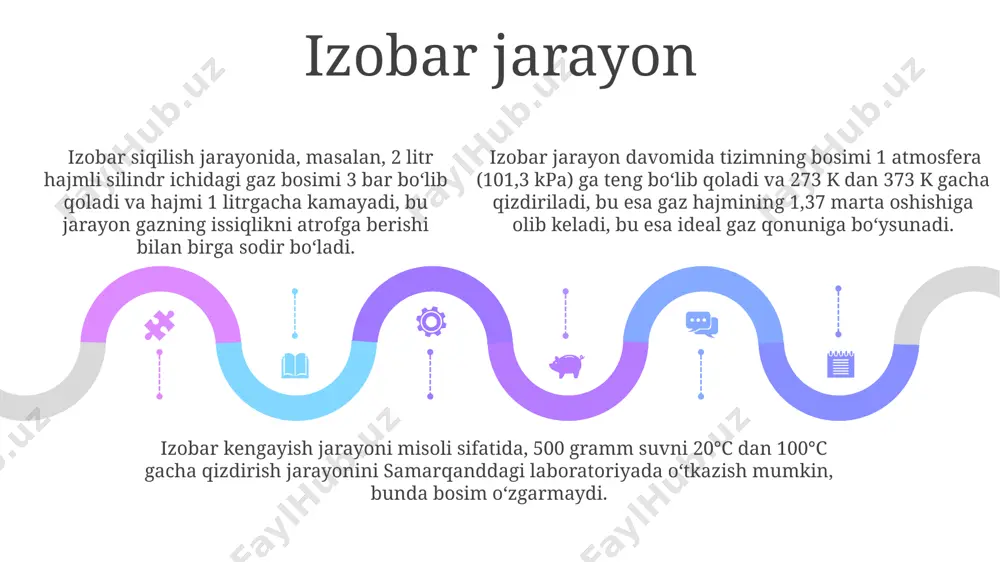 erlidir va bu jarayonlar turli xil kimyoviy reaksiyalarni o'rganishda qo'llaniladi. polıtrop jarayonlarning bir turi bo'lgan izotermik jarayon (n=1) gazning temperaturasi doimiy bo'lib qoladigan sharoitda, masalan, 25°s da, issiqlik almashinuvi bilan amalga oshadi va ideal gaz qonunlari bilan tavsiflanadi. adiabatik jarayon (n=γ), masalan, 1,4 ga teng bo'lgan izentropik ko'rsatkich bilan, issiqlik almashinuvisiz, tez amalga oshiriladigan kengayish yoki siqilish jarayonlarini, masalan, pistonli dvigatel silindrida ifodalaydi. sales 1st qtr 2nd qtr 100 0 sales 1st qtr 2nd qtr 100 0 sales 1st qtr 2nd qtr 100 0 issiqlik mashinalari tushunchasi issiqlik mashinalarining samaradorligi, issiqlik manbai va sovuq manbai orasidagi harorat farqiga bogʻliq boʻlib, masalan, 1000°c va 25°c orasidagi farq yuqori samaradorlikni ta'minlaydi. 19-asrda fransiyada ishlab chiqilgan ilk bugʻ mashinalari, 10% ga yaqin samaradorlik bilan, sanoat inqilobiga katta hissa qoʻshdi, ammo bugungi kunda ancha yuqori samaradorlikka ega issiqlik mashinalari mavjud. issiqlik mashinalari, masalan, 20% samaradorlikka ega boʻlgan ichki yonuv dvigatellari, energiyani issiqlikdan mexanik ishga …