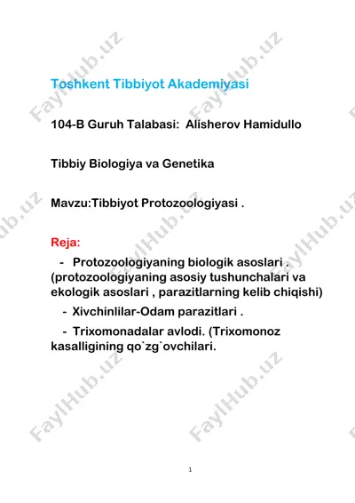 tibbiy biologiya va genetika reja — PDF