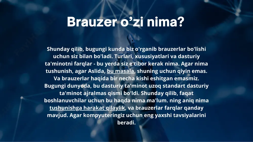 auzerida yo'q qilindi (ba'zi netscape xodimlari ncsa dan bo'lgan va mosaic dasturini ishlab chiqishda qatnashgan) netscape turli xil operatsion tizimlar (unix, windows, mac os) uchun netscape navigatorni chiqardi. va sezilarli muvaffaqiyatga erishdi, jumladan, tijorat. bu microsoft-ni internet explorer brauzerini chiqarishga undadi. netscape'dan farqli o'laroq, microsoft darhol ie ning mahalliylashtirilgan versiyalarini chiqardi. 1995 yilda microsoft windows 95 operatsion tizimini chiqardi, u o'rnatilgan brauzerga ega emas edi, lekin tizim yangilanishida (windows 95 osr2) bir muncha vaqt o'tgach, https://kompy.info/atomning-bor-modeli-bor-postulatlari-reja-v2.html https://kompy.info/arobiddin-abdimutalipov-investitsiya.html https://kompy.info/1-mavzu-avtomobillarda-ishlatiladigan-ashyolar-fanining-predme.html https://kompy.info/windows-7-operatsion-tizimini-ornatish-operatsion-tizim.html https://kompy.info/tarmoq-xavfsizligi-fanidan-bajargan-mustaqil-ishi-guruh-042-20.html brauzer plaginlari brauzer plaginlari modulning alohida turi hisoblanadi. asosiy farq shundaki, kengaytmalar odatda faqat dasturiy mahsulot kodi plaginlar esa har doim kompilyatsiya qilingan bajariluvchi dastur (yaʼni ob’ekt) boʻladi. 2021-yildan boshlab plaginlar koʻpchilik brauzerlar tomonidan bekor qilingan, shu bilan birga kengaytmalar keng tarqalgan. eng mashhur brauzer google chrome,[2] 100 000 dan ortiq kengaytmalarga ega, ammo endi plaginlarni qoʻllab-quvvatlamaydi. https://uz.wikipedia.org/wiki/google_chrome https://uz.wikipedia.org/wiki/brauzer_kengaytmasi#cite_note-2 keraksiz xatti -harakatlar brauzer kengaytmalari odatda koʻrish tarixi kabi nozik maʼlumotlarga …