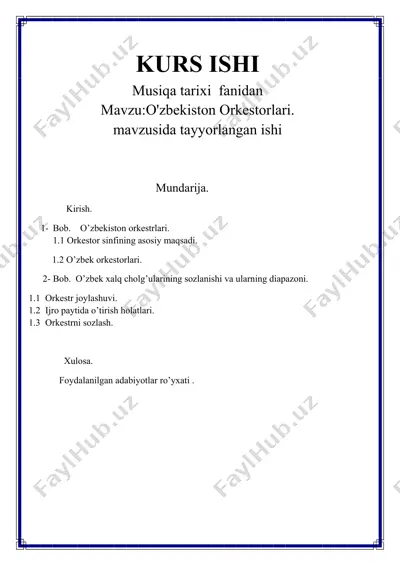 o'zbekiston orkestorlari — DOCX