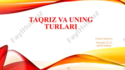 taqriz va uning turlari — PPTX