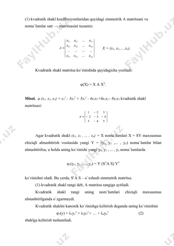 anadi. ta`rifga ko`ra, sr(m0) = { m(x1; x2; …; xn) є rn | d(m; m0) 3 = r munosabatlar o`rinli bo`lgani uchun, m1 ( sr(m0), m2 ( sr(m0), m3 ( sr(m0). r1 (haqiqiy sonlar o`qi) fazoda m0(x0) nuqtaning r atrofi (x0 - r; x0 + r) intervaldan iborat. r2 (haqiqiy koordinatalar tekisligi) fazoda m0(x10; x20) nuqtaning r atrofi markazi m0 nuqtada radiusi r ga teng ichki doiradan iborat. r3 fazoda esa m0(x10; x20; x30) nuqtaning r atrofi, markazi m0 nuqtada radiusi r ga teng ichki shardan iborat va hokazo. rn fazoda n o`lchovli nuqtalarning biror-bir v to`plami berilgan bo`lsin. v to`plamga tegishli har qanday m(x1; x2; …; xn) nuqtaning har bir koordinatasi uchun |x1| ≤ a, |x2| ≤ a, …, |xn| ≤ a munosabatlarni qanoatlantiruvchi a > 0 son mavjud bo`lsa, v nuqtalar to`plamiga rn fazoda chegaralangan to`plam deyiladi. masalan, rn fazoda m0 nuqtaning r atrofi sr(m0) – chegaralangan to`plam. …