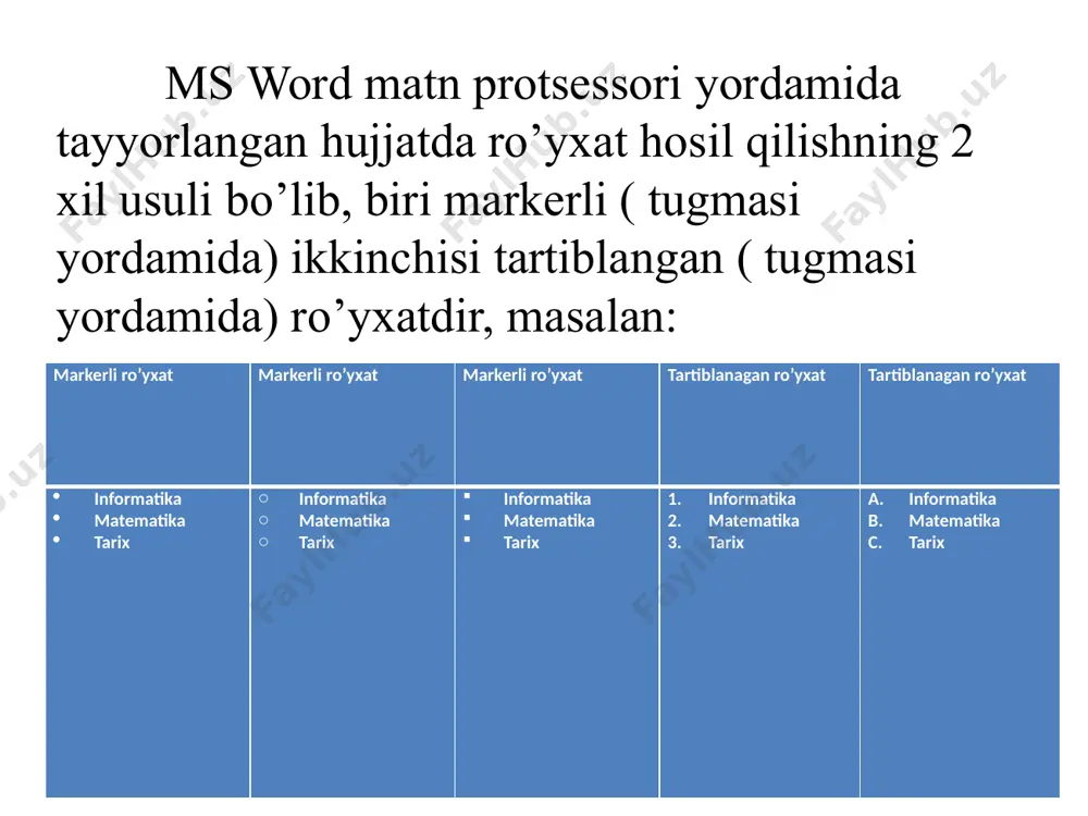 html izohlar, havolalar, rasmlar, jadvallar, ro’yxatlar va id bo‘yicha taqdimot - Page 5