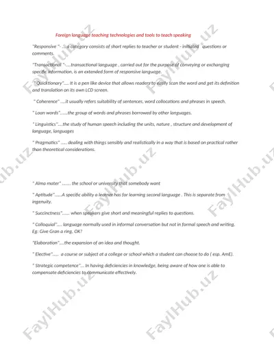 foreign language teaching technologies and tools to teach speaking — DOC
