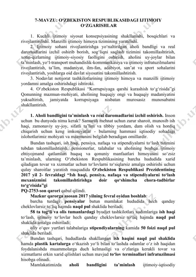o‘zbekiston respublikasidagi ijtimoiy o‘zgarishlar — DOCX