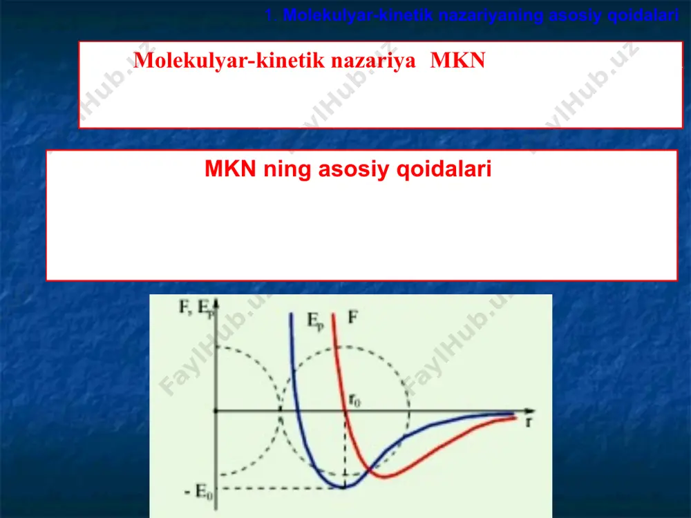 on tenglamasining grafigiga izobara deyiladi. 2. mendeleyev-klapeyron tenglamasi sharl qonuni: berilgan m massali gazning hajmi o‘zgarmas bo‘lganda p bosim temperatura t ga chiziqli bog‘liq bo‘ladi. yoki jak aleksandr sezar sharl (1746-1823) temperaturada gazning bosimi. – gaz bosimining temperaturaviy koeffitsiyenti. izoxorik jarayon – o‘zgarmas hajmda bo‘ladigan jarayon. 2. mendeleyev-klapeyron tenglamasi izoxorik jarayon tenglamasining grafigiga izoxora deyiladi. 2. mendeleyev-klapeyron tenglamasi ko‘rib chiqilgan qonunlar asosida klapeyron quyidagi qonunni o‘rnatdi: berilgan m massali gaz uchun bosimni hajmga ko‘paytmasining temperaturaga nisbati o‘zgarmas kattalikdir, ya’ni bu munosabatga birlashgan gaz qonuni yoki klapeyron tenglamasi deyiladi. benua pol emil klapeyron (1799-1864) 2. mendeleyev-klapeyron tenglamasi amedeo avogadro (1776-1856) avogadro qonuni: turli xil gazlarning bir xil bosim va bir xil temperaturada egallagan hajmlari ham bir xil bo‘ladi. normal sharoitlarda bu hajm quyidagiga teng: 2. mendeleyev-klapeyron tenglamasi jon dalton (1766-1844) dalton qonuni: ideal gaz aralashmasining bosimi shu gazlar parsial bosimlarining yig‘indisiga teng, ya’ni bu yerda – parsial bosim – agar har …