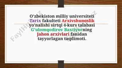 o‘rta asrlarda yevropada arxiv ishi — PPTX