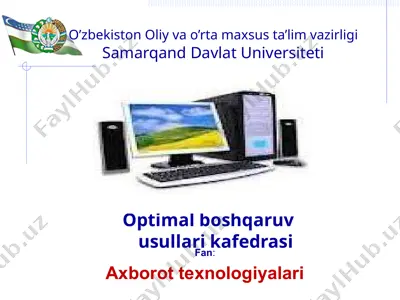 optimal boshqaruv usullari kafedrasi — PPTX