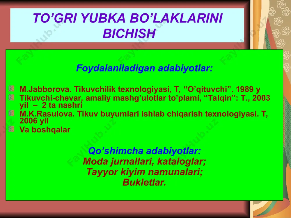 to’gri yubka bo’laklarini dars ishlanma - Page 4