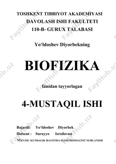 kundalik hayotda elektromagnit nurlanish — DOCX