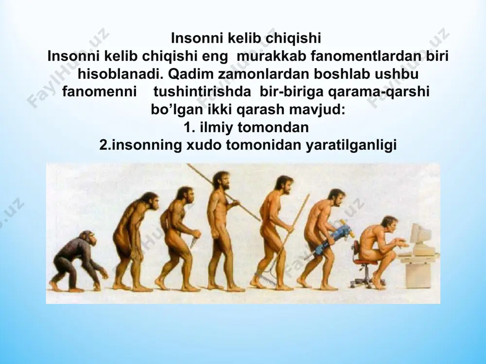 lim lyuchilio vaninl nechanchi yilda odam va maymunning qarindoshligt haqidagi g'oyani ilgari surdi. a)1610 yilda b)1611 yilda s)1612 yilda 4. 120 million yil ilgari qoldirilgan insonning eng qadimgi davrdagi izi qachon topilgan a) xx asr 60-80-yillarida b) xx asr 70-80-yillarida s) xx asr 80-90-yillarida test savollari. etiboringiz uchun raxmat